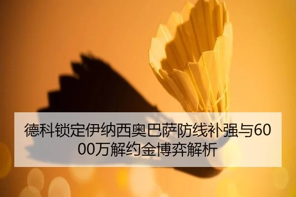 德科锁定伊纳西奥巴萨防线补强与6000万解约金博弈解析